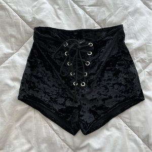 Black velvet booty shorts